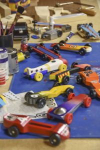 Our workshop became Pinewood Derby Central Command during the book project.